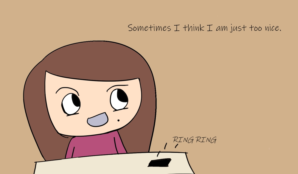 Panel shows Magenta saying, "Sometimes I think I am just too nice." The phone rings.